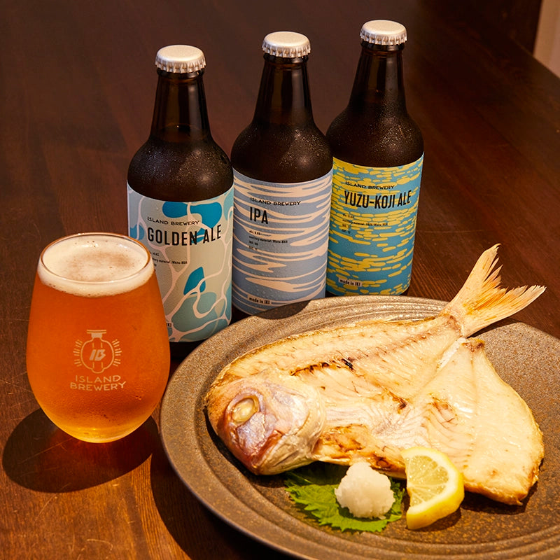 長崎のクラフトビールISLAND BREWERYの定番3種と鯛の開き